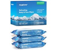HygiCare Refreshing Body & Face Wipes Unscented, Bamboo 100% Biodegradable Earth-friendly Perfect for Hiking Gym Camping Hospital 60 Count