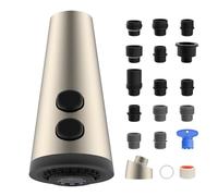 Hygie Rinse Universal Kitchen Faucet Head Replacement, 4 Water Modes, Retractable Kitchen Faucet Head with 15 Adapters, 5.5L Kitchen Sink Faucet Spray Head