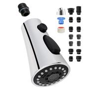 Hygie Rinse Universal Kitchen Faucet Head Replacement with 15 Adapter Kit, 3 Function Pull Down Sink Faucet Spray Head, Chrome