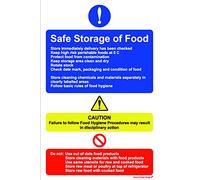 Hygiene Catering - Safe Storage of Food Sign - Self Adhesive Vinyl Sticker A4 200mm x 300mm The clearest Health and safety signs
