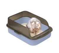 Hygienic Kitten Toilet - Open Top Odor Control Basin, Leak Proof High Sided Station | Easy Clean Cat Litter Box Pan for Home Indoor Use Pets Large Kitty U Shaped Semi Enclosed Tray Splashing Sand
