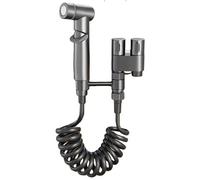 Hygienic Shower Toilet Bidet Sprayer Shower Head Double Outlet Angle Valve Wall-Mounted Double Outlet Bidet Toilet Accessories (Gun Gray- Suit)