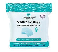HYGIENJOY-Rinse Free Bath Sponges No Rinse Bathing Wipes(25 Counts)-No Residue Shower Wipes,Soap Infused,Lather,For the Elderly,Bedridden,Campers,Hikers,Post Surgery Must Haves