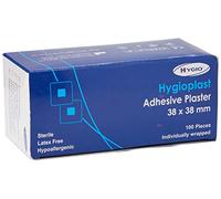 Hygioplast Sterile Low Allergy First Aid Washproof Plasters, 3.8 x 3.8 cm, Box of 100