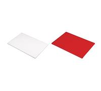 Hygiplas 6078 J252 Low Density Chopping Board, White, 450 mm x 300 mm x 10 mm & J255 Raw Meat Chopping Board, Low Density, Red,450 mm x 300 mm x 12 mm