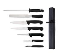 Hygiplas 7-Piece Starter Knife Set with 20cm Chef Knife & Roll Bag