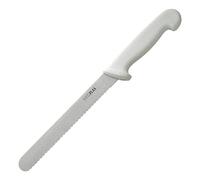Hygiplas Bread Knife 20 cm/8 inch, White, Weight: 100 g, Colour Coded White for Dairy & Bakery, Soft Grip Nylon Handle, Dishwasher Safe, Rockwell Hardness 52-57°, C882