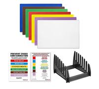 Hygiplas Colour Coded Low Density Chopping Board Set with Rack & Wall Chart 7 Piece, CH041