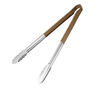 Hygiplas Colour Coded Serving Tong Brown 405mm - Stainless Steel Serving Tongs for Cocktail Garnishes, Ice, Buffet Kitchenware, Bar Tools HC850