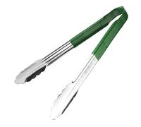 Hygiplas Colour Coded Serving Tongs Stainless Steel 12274, Green, 300mm