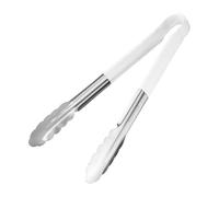 Hygiplas Dishwasher Safe Stainless Steel Serving Tongs 300mm, White