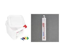 Hygiplas Hanging Fridge/Freezer Thermometer & Araven Food Containers with Lids - GN 1/6 2.6Ltr (Box 4)