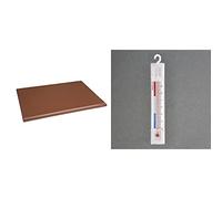 Hygiplas Hanging Fridge/Freezer Thermometer & Hygiplas High Density Chopping Board Brown - 18x12x1"