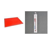 Hygiplas Hanging Fridge/Freezer Thermometer & Hygiplas High Density Chopping Board Red - 24x18x1"
