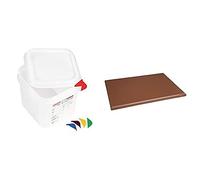 Hygiplas High Density Chopping Board Brown - 18x12x1" & Araven Food Containers with Lids - GN 1/6 2.6Ltr (Box 4)