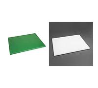 Hygiplas High Density Chopping Board Green - 24x18x1 & Hygiplas Low Density Chopping Board White - 600x450x20mm