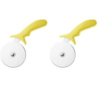 Hygiplas Pizza Wheel Yellow 4" - Professional Pizza Knife, Stainless Steel Sharp Cutter, Slicer, Dishwasher Safe FX132 (Pack of 2)