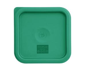 Hygiplas Plastic Food Storage Container Lid Square, Green, Small - Tight Seal, Freezer and Dishwasher Safe CF046