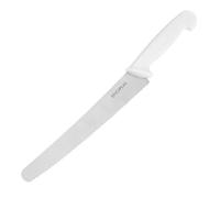 Hygiplas Serrated Pastry Knife, White, 25.4cm - Sharp Stainless Steel Blade, Dishwasher Safe FX127