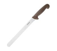 Hygiplas Serrated Slicer Brown 24.8cm - Strong and Durable Stainless Steel Blade Kitchen Knife for Vegetables FX122
