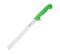 Hygiplas Serrated Slicer Green 24.8cm - Sharp Stainless Steel Blade, Dishwasher Safe - Ideal to Cut Salads and Fruits FX121
