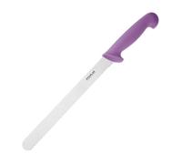 Hygiplas Serrated Slicer Purple 24.8cm - Strong and Durable Stainless Steel Blade Kitchen Knife for Raw Meat FX123
