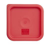 Hygiplas Square Food Storage Container Lid - Small, Red, Colour Coded Lid, Size: 17(H) x 192(W) x 192(D)mm, Durable Polyethylene - Freezer & Dishwasher Safe, CF040