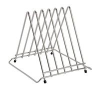 Hygiplas Stainless Steel Chopping Board Rack, Six 30mm Slots | Maximizes counter space with a 280x300x395mm footprint, offering neat, accessible storage for busy commercial kitchens.