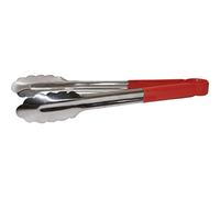 Hygiplas Stainless Steel Colour Coded Serving Tongs CB154, Red 300mm