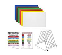 Hygiplas Standard Chopping Board Set with Rack, 455x305x12mm, Pack of 6