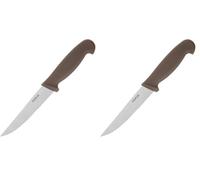 Hygiplas Vegetable Knife Serrated Brown 10.5cm - Strong and Durable Stainless Steel Blade Kitchen Knife for Vegetables FX125 (Pack of 2)