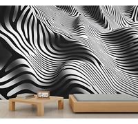 HYGIUID Abstract Geometry Mural Black-White-Lines Wallpaper Op Art Wall Mural Giant Home Living Room Dining Room Wall Decor Poster (Non-self-Adhesive)