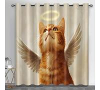 HYGIUID Angel Orange Cat Curtains for Bedroom, Cute Cat Living Room Curtain Kitten Cafe Curtains for Hotel Room Shop Restaurant, 46.1" x 72", 2 Panels