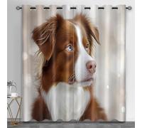 HYGIUID Australian Shepherd Room Divider Curtains, Sheepdog Nursery Curtain Dog Portrait Thermal Insulated Curtains for Protect Privacy, 66.1" x 54.3", 2 Panels