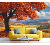 HYGIUID Autumn Trees Mural Autumn Leaves Wallpaper Pastoral Scenery Wall Mural Commercial Hotel Poster Custom Wallpaper Massive Panoramic Wall Poster (Non-self-Adhesive)