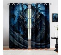 HYGIUID Black Giant Dragon Blackout Curtains for Bedroom, Magic Dragon King Thermal Curtains Curtains Blackout for School Classroom Nursery Dormitory, 46.1" x 63", 2 Panels