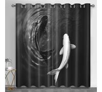 HYGIUID Black White Tai Chi Fish Blackout Curtains, Oriental Aesthetics Patterned Curtain, Yin Yang Koi Thermal Insulated Blackout Curtains for Banquet Hall Theater Cafe, 46.1" x 84.3", 2 Panels