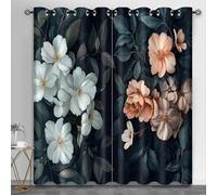 HYGIUID Classical Florals Small Window Curtains, Floral Oil Painting Short Curtain for Windows Rustic Flowers Kitchen Window Curtains over Sink for Kitchen Laundry Room Loft, 28" x 54.3", 2 Panels