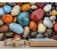 HYGIUID Colored Pebbles Mural Natural Stone Wallpaper Stone Wall Mural Giant Home Living Room Dining Room Wall Decor Poster (Non-self-Adhesive)
