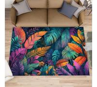 HYGIUID Colorful Leaves Door Mat - 60 x 90 cm Tropical Plants Kitchen Rug, Jungle Leaves Indoor Bathroom Outside Doormat Washable for Hallway Corridor Bedroom Bedside