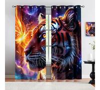 HYGIUID Cool King of The Forest Tiger Blackout Curtains, Abstract Animal Tiger Patterned Curtains, Thermal Insulated Blackout Curtains for Banquet Hall Theater Cafe, 46.1" x 84.3", 2 Panels