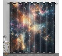 HYGIUID Cosmic Nebula Small Window Curtains, Mysterious Space Short Curtain for Windows Galaxy Kitchen Window Curtains over Sink for Kitchen Laundry Room Loft, 28" x 54.3", 2 Panels