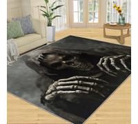 HYGIUID Dark Grim Reaper Door Mat - 60 x 90 cm Gothic Skull Kitchen Rug, Horror Skeleton Indoor Bathroom Outside Doormat Undead Design Washable for Hallway Corridor Bedroom Bedside