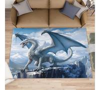 HYGIUID Epic Dragon Hallway Rug - 70 x 120 cm Flying Wyrm Runner Rugs for Kitchen, Guardian Ice Dragon Corridor Short Pile Rug Anti Slip for Nursery Kids Bedroom Bedside