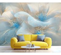 HYGIUID Florals Mural Abstract Florals Wallpaper Minimalist Flowers Wall Mural Giant 3D Wallpaper Commercial Scale Coffee Shop Lounge Gallery (Non-self-Adhesive)