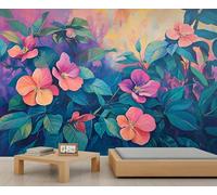 HYGIUID Flowers Mural Plants Wallpaper Vintage Oil Painting Wall Mural Giant Home Living Room Dining Room Wall Decor Poster (Non-self-Adhesive)
