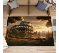 HYGIUID Golden Colosseum Area Rugs for Living Room - 160 x 200 cm Ancient Arena Floor Carpet, Historic Roman Icon Bedroom Carpets Soft Non-slip for Nursery Office Indoor Decor