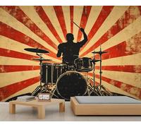 HYGIUID Grunge Music Mural Excited Pop Art Wallpaper Retro Music Poster Wall Mural Giant Home Living Room Dining Room Wall Decor Poster (Non-self-Adhesive)