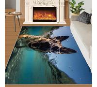 HYGIUID Hallway Rug - 70 x 120 cm Underwater Dog Runner Rugs for Kitchen, Swimming German Shepherd Corridor Short Pile Rug Anti Slip for Nursery Kids Bedroom Bedside