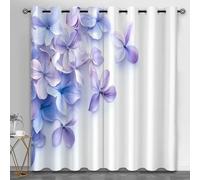 HYGIUID Hydrangea Florals Curtains for Bedroom, Flowers Light Filtering Curtains Simple Still Life Kitchen Window Curtain for Beauty Salon Spa Library, 46.1" x 90.2", 2 Panels